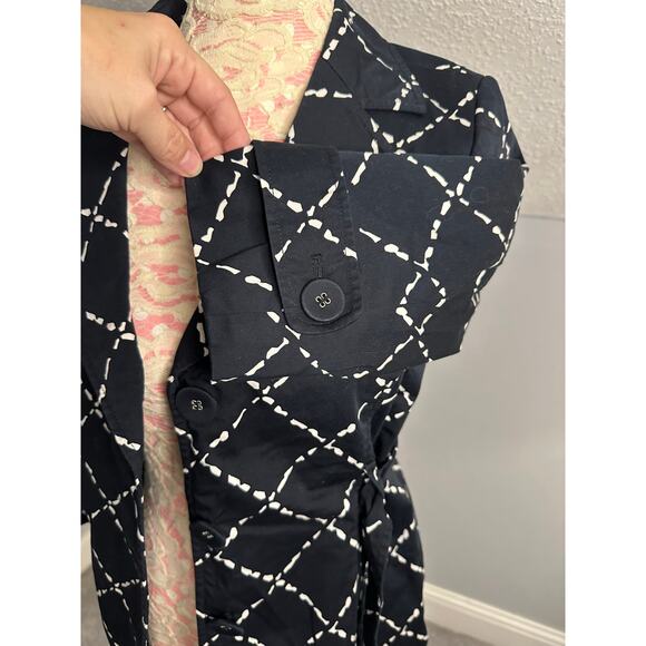 EUC Halogen Black White Belted Blazer Geometric Pattern Sz Medium Petite MP - Picture 10 of 11
